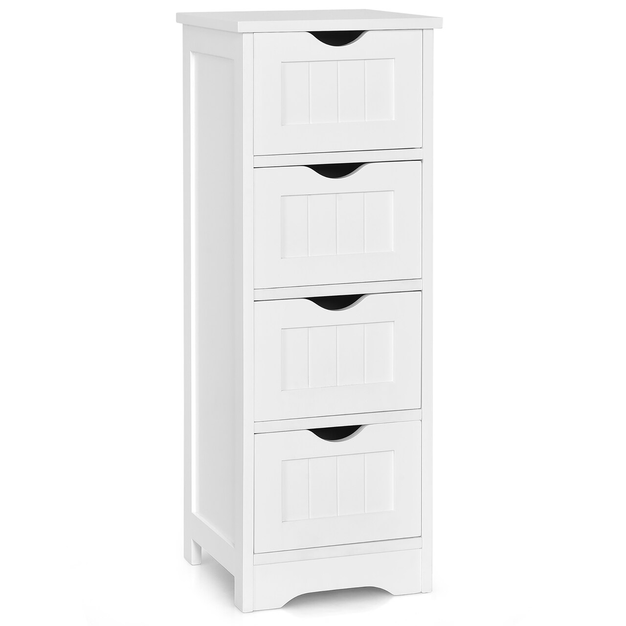 Costway White Floor Storage Cabinet Bathroom Organizer Free Standing 4 Drawers